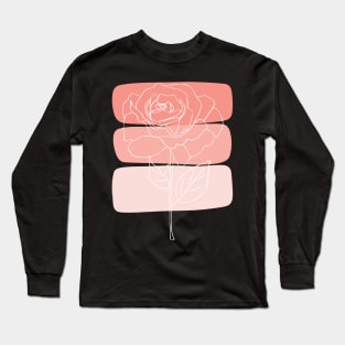 Abstract Botanical Pink Rose Long Sleeve T-Shirt